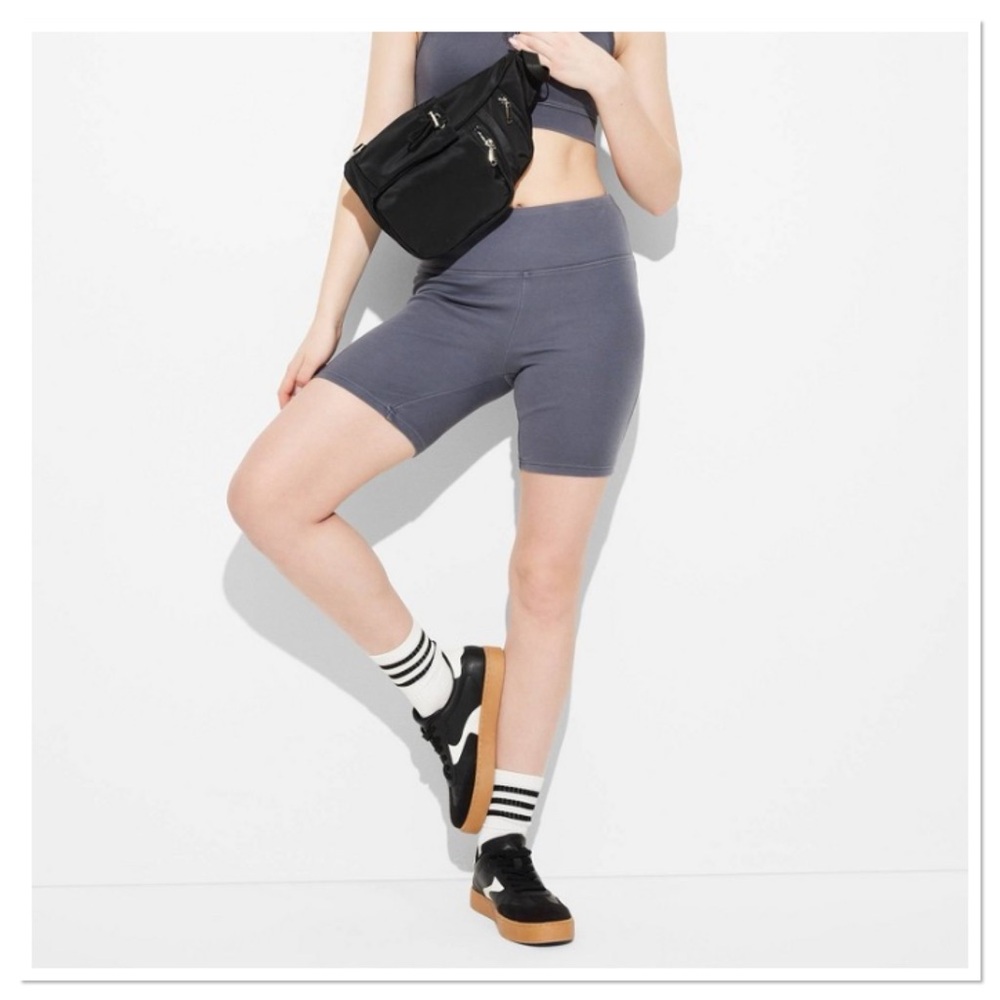 Women's High Rise Interlock Charcoal Bike Shorts